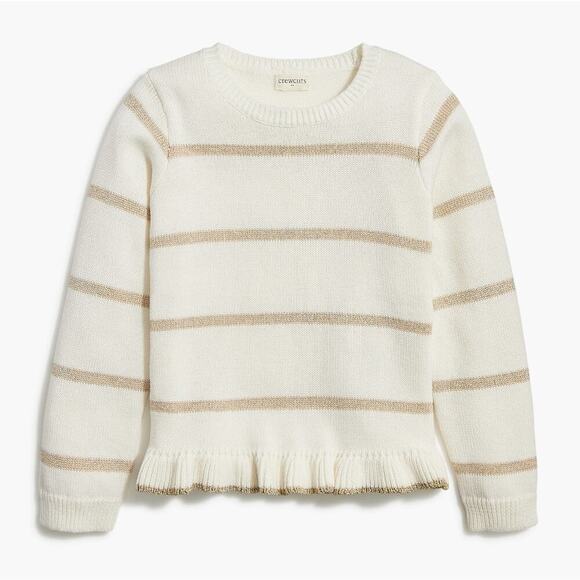 NWT Crewcuts Girls' Striped Sparkle Ruffle-Hem Pullover Sweater Cotton Size L - Picture 1 of 5